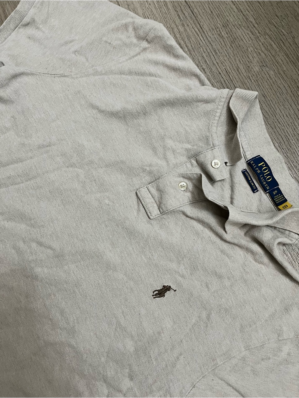 Polo by Ralph Lauren Men's Beige Short-Sleeve Polo ShirtPony Logo